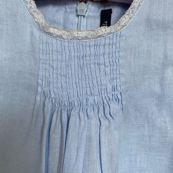 LILI GAUFRETTE LINEN LIGHT BLUE LACE TRIM SIZE: 4 - Picture 3 of 5